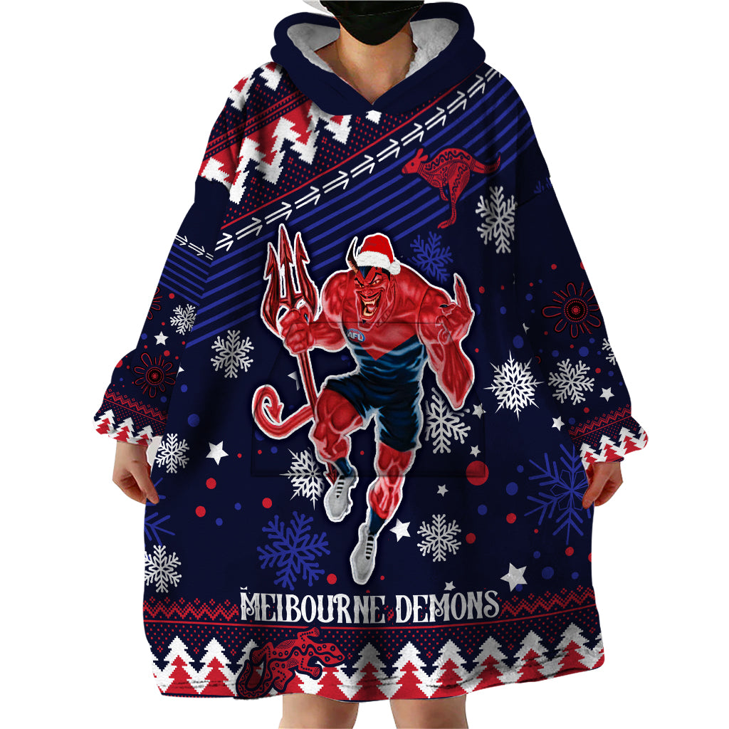 Custom Melbourne Demons Football Wearable Blanket Hoodie Narrm Christmas Vibe 2023 - Vibe Hoodie Shop