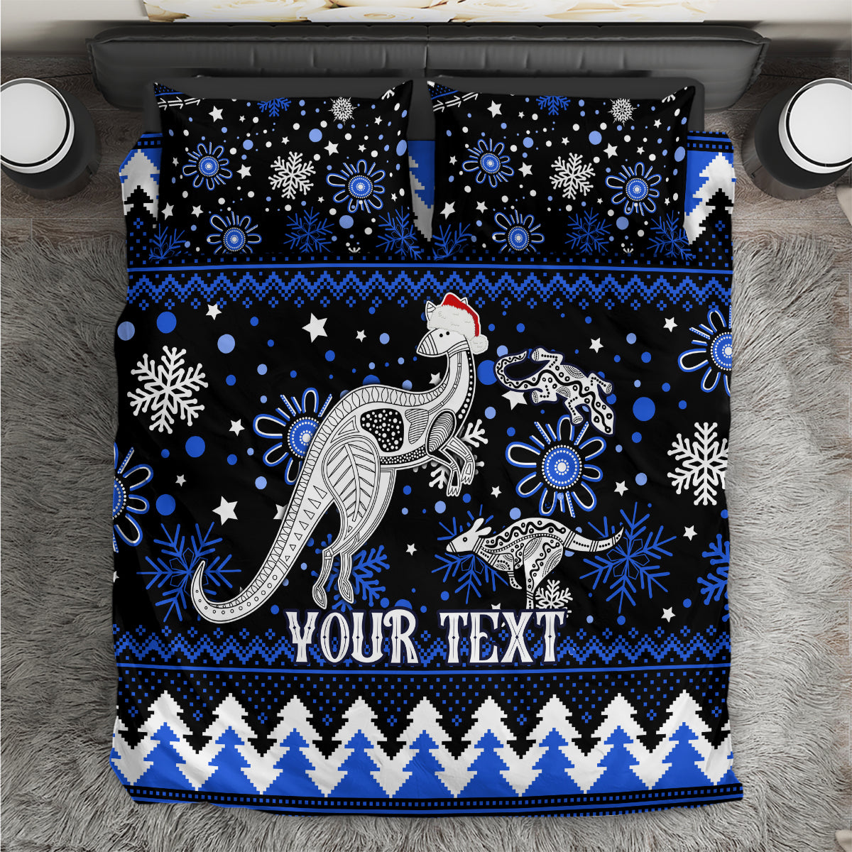 Custom North Kangaroos Football Bedding Set Roos Christmas Vibe 2023 - Vibe Hoodie Shop