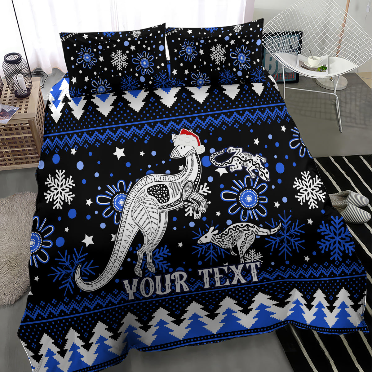 Custom North Kangaroos Football Bedding Set Roos Christmas Vibe 2023 - Vibe Hoodie Shop