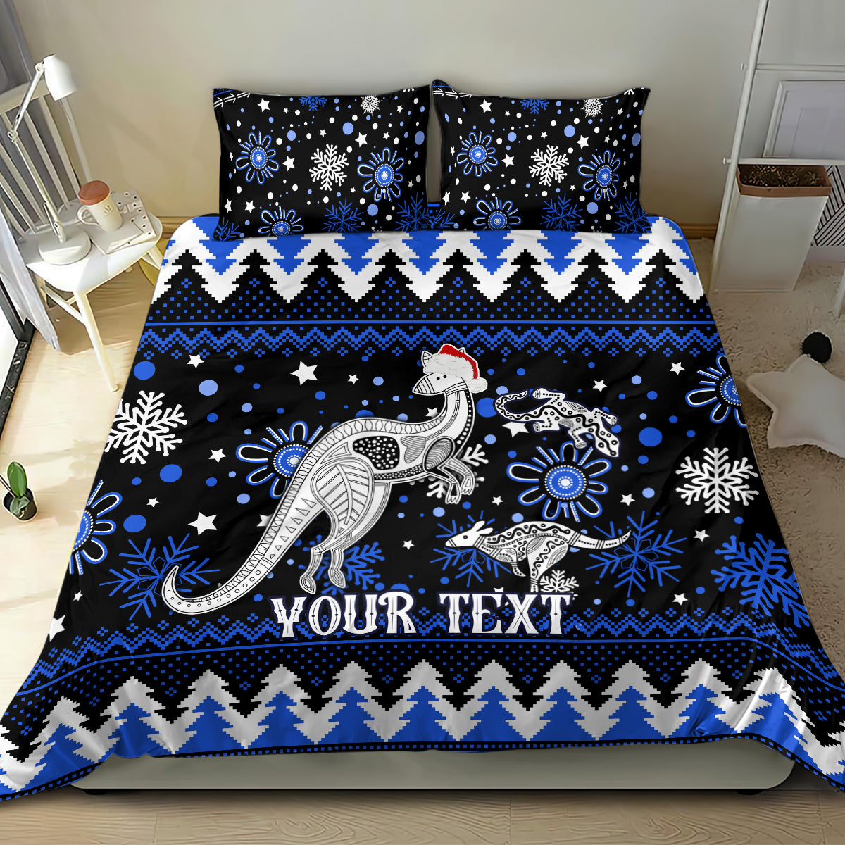 Custom North Kangaroos Football Bedding Set Roos Christmas Vibe 2023 - Vibe Hoodie Shop