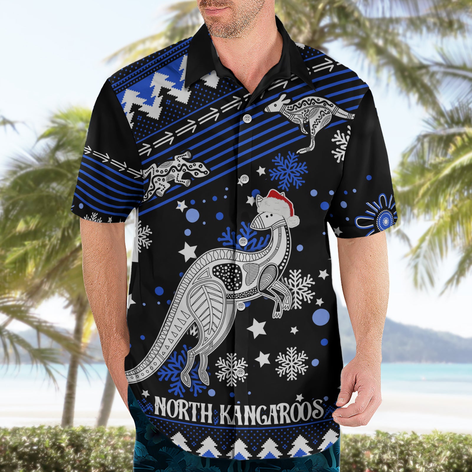 Custom North Kangaroos Football Hawaiian Shirt Roos Christmas Vibe 2023 - Vibe Hoodie Shop