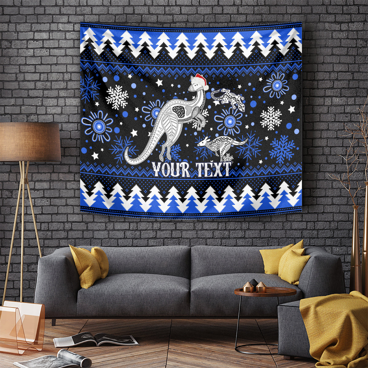 Custom North Kangaroos Football Tapestry Roos Christmas Vibe 2023 - Vibe Hoodie Shop