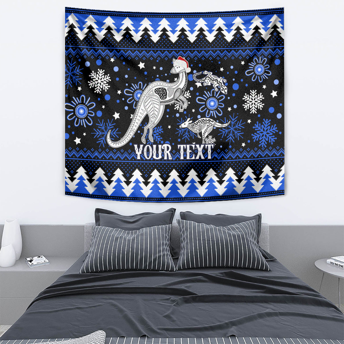 Custom North Kangaroos Football Tapestry Roos Christmas Vibe 2023 - Vibe Hoodie Shop