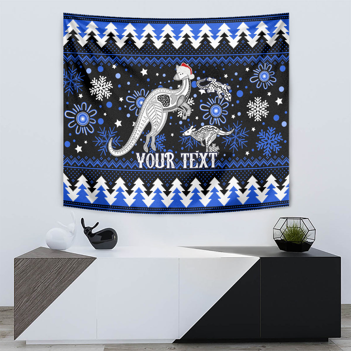 Custom North Kangaroos Football Tapestry Roos Christmas Vibe 2023 - Vibe Hoodie Shop