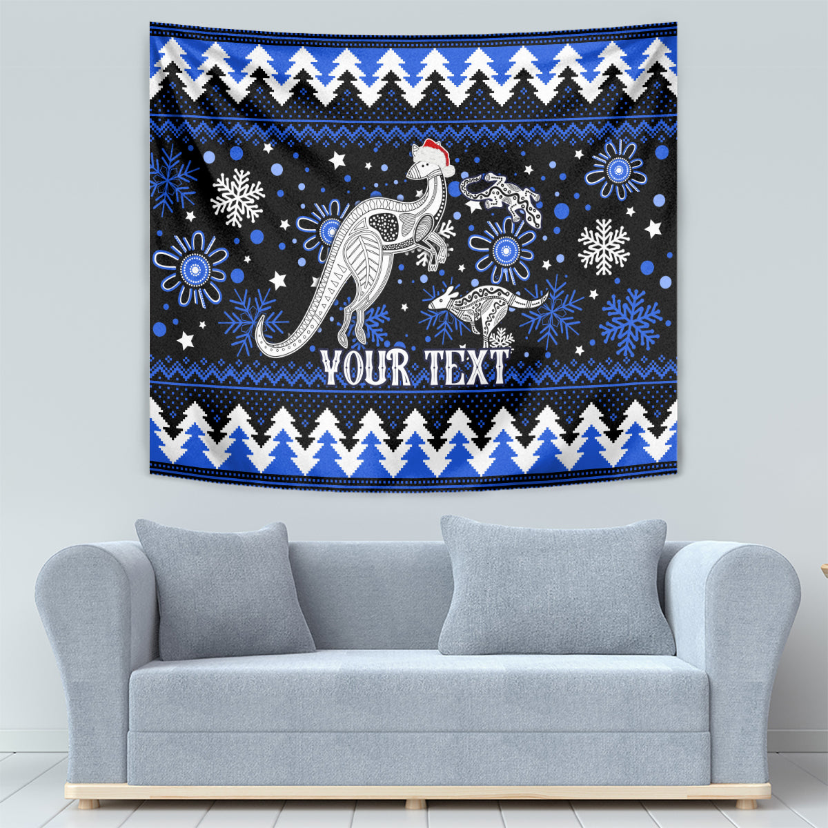 Custom North Kangaroos Football Tapestry Roos Christmas Vibe 2023 - Vibe Hoodie Shop