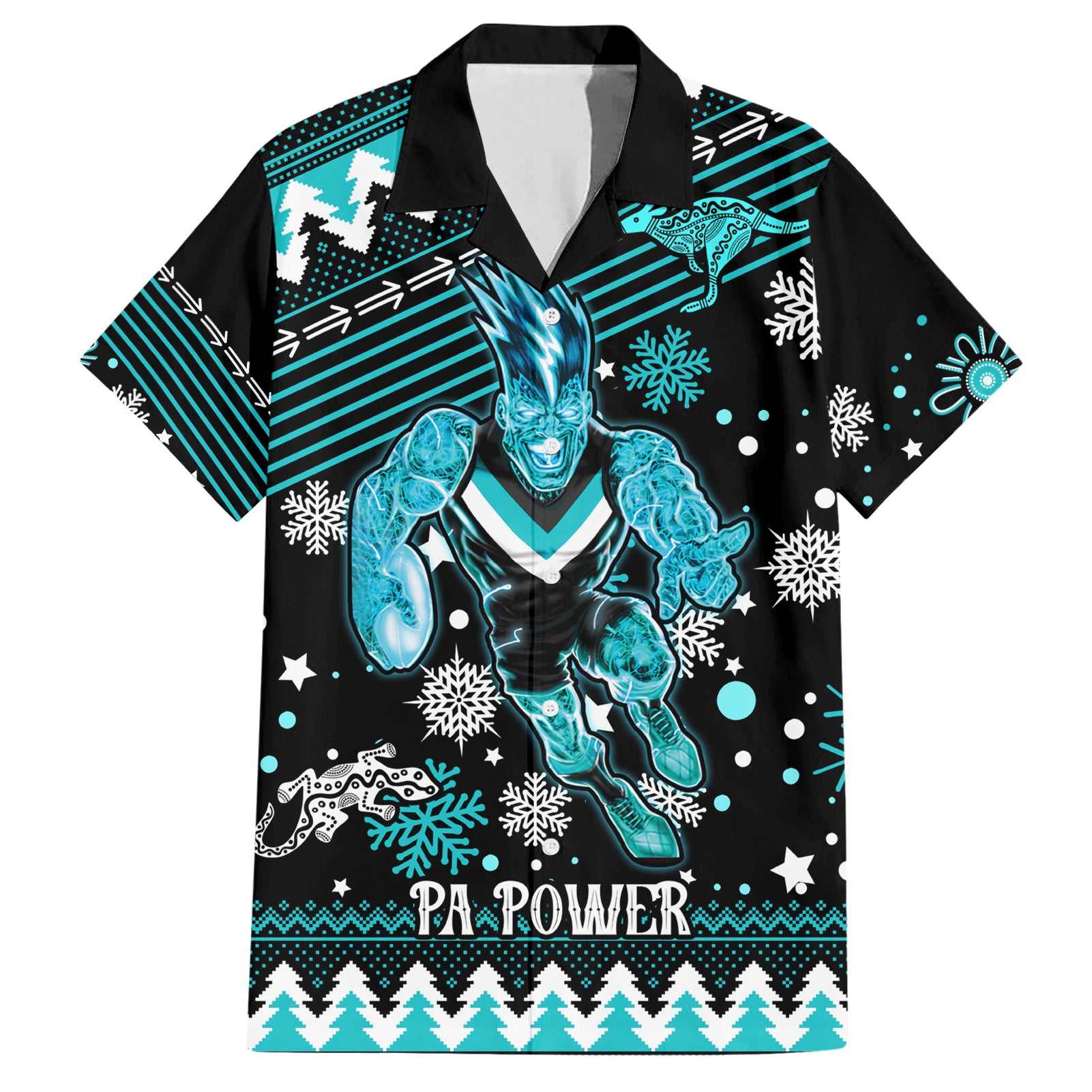 Custom Port Adelaide Power Football Hawaiian Shirt Port Adelaide Power Football Christmas Vibe 2023 - Vibe Hoodie Shop