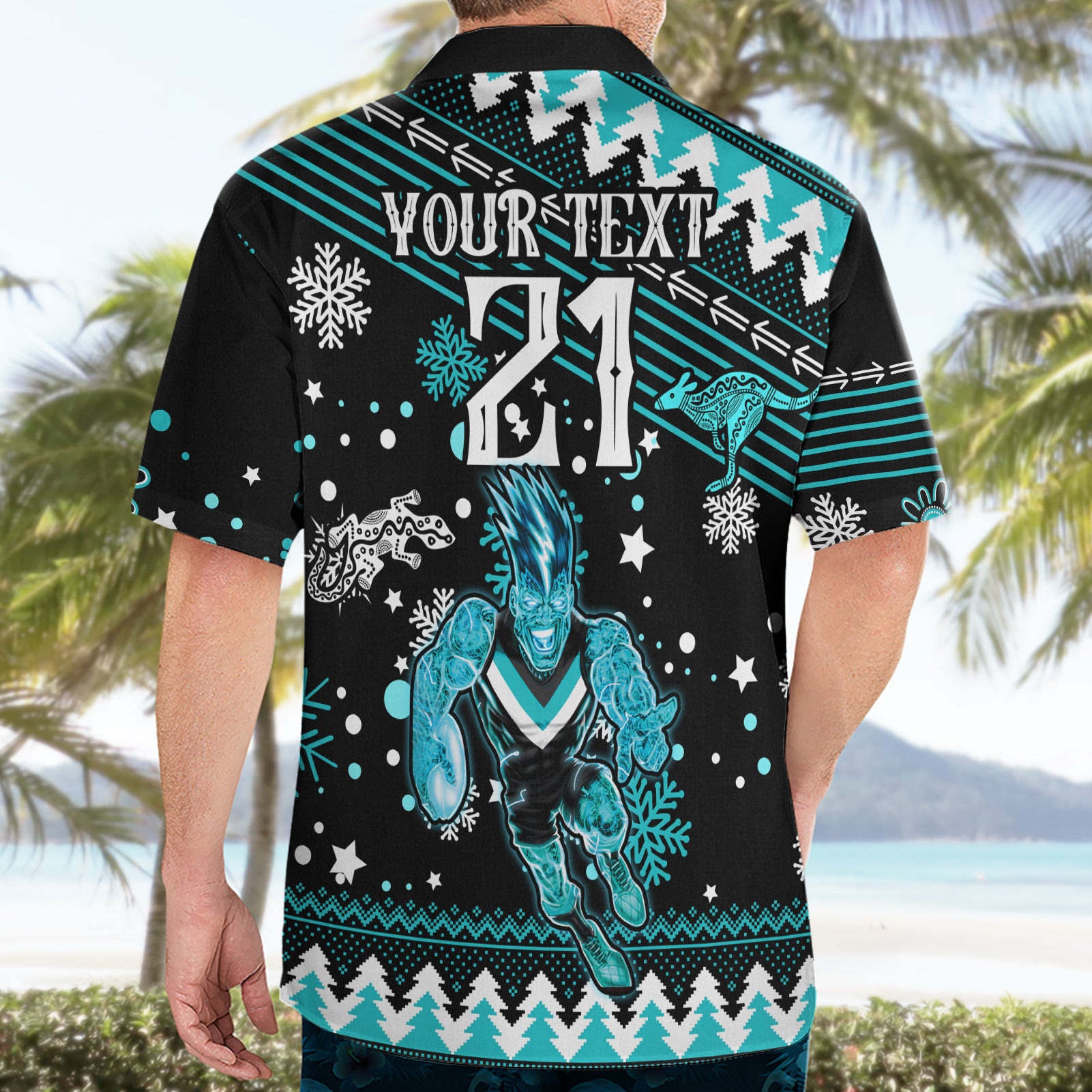 Custom Port Adelaide Power Football Hawaiian Shirt Port Adelaide Power Football Christmas Vibe 2023 - Vibe Hoodie Shop