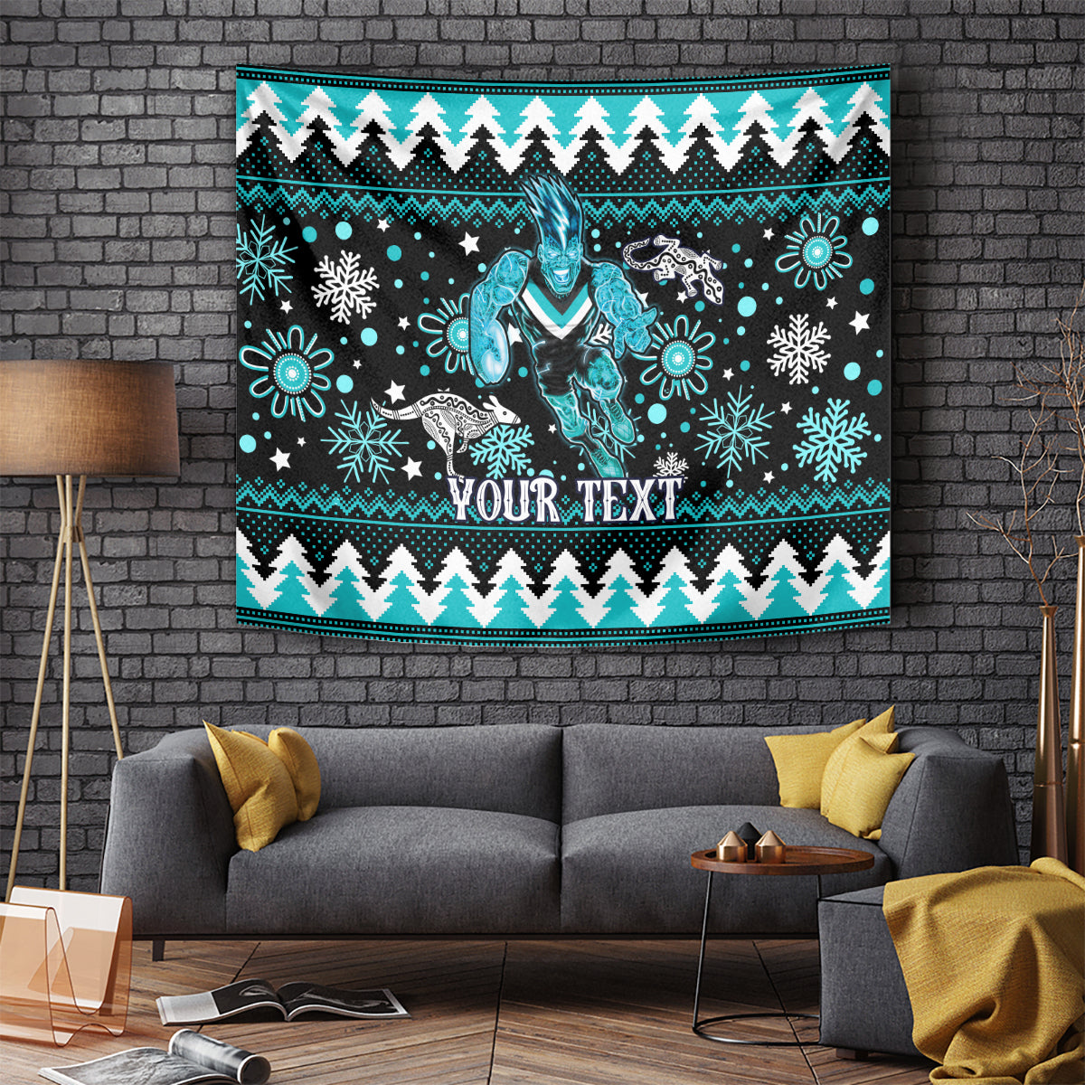 Custom Port Adelaide Power Football Tapestry Port Adelaide Power Football Christmas Vibe 2023 - Vibe Hoodie Shop