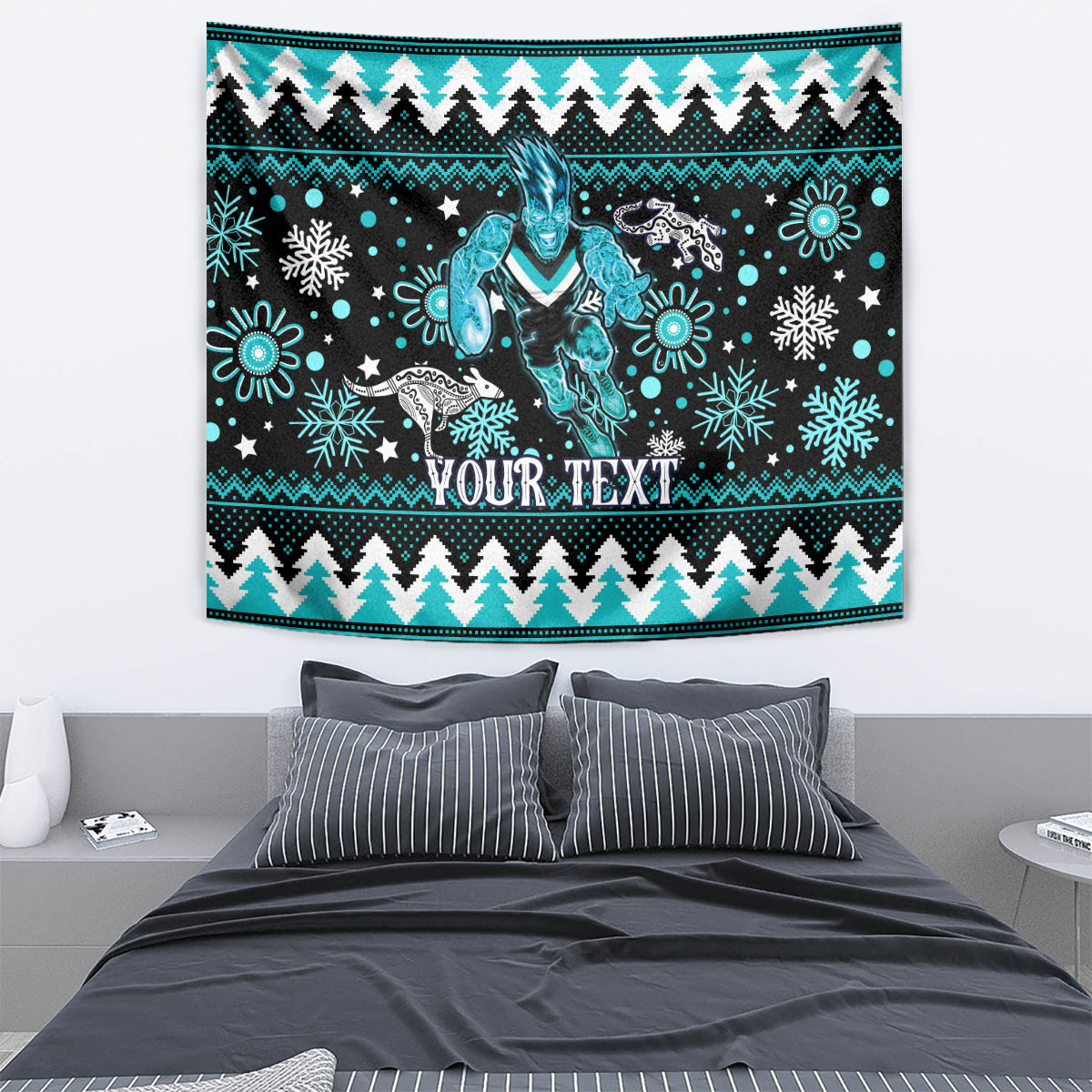 Custom Port Adelaide Power Football Tapestry Port Adelaide Power Football Christmas Vibe 2023 - Vibe Hoodie Shop