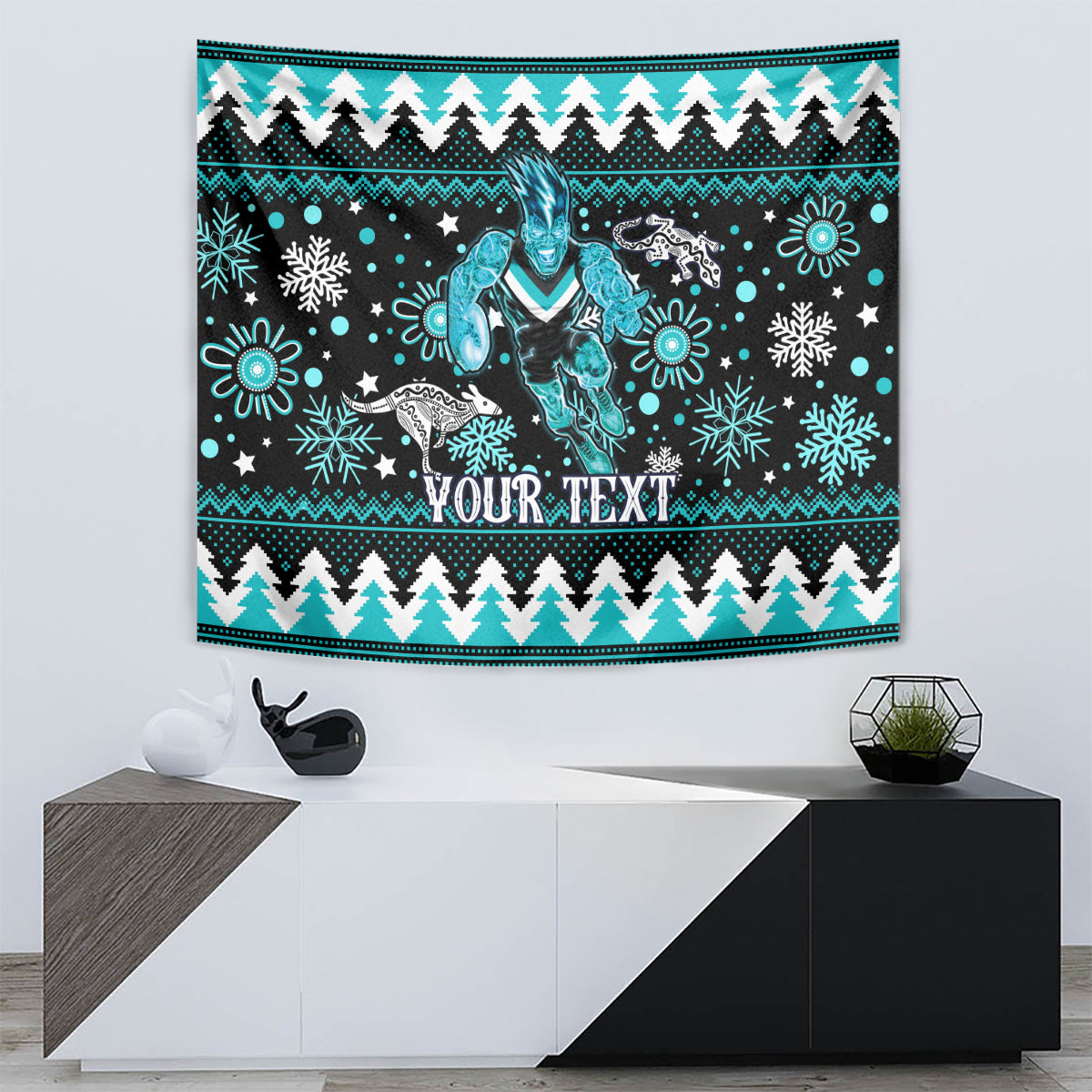 Custom Port Adelaide Power Football Tapestry Port Adelaide Power Football Christmas Vibe 2023 - Vibe Hoodie Shop