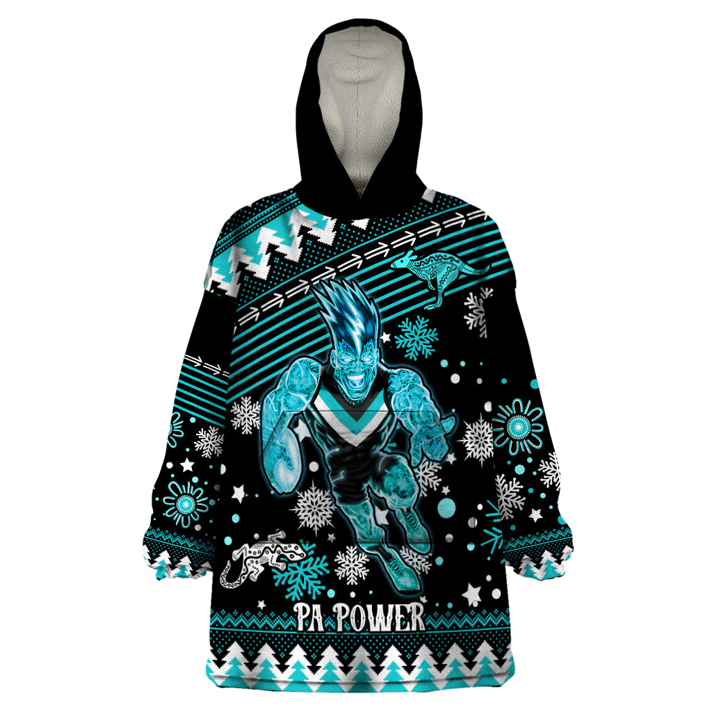 Custom Port Adelaide Power Football Wearable Blanket Hoodie Port Adelaide Power Football Christmas Vibe 2023 - Vibe Hoodie Shop