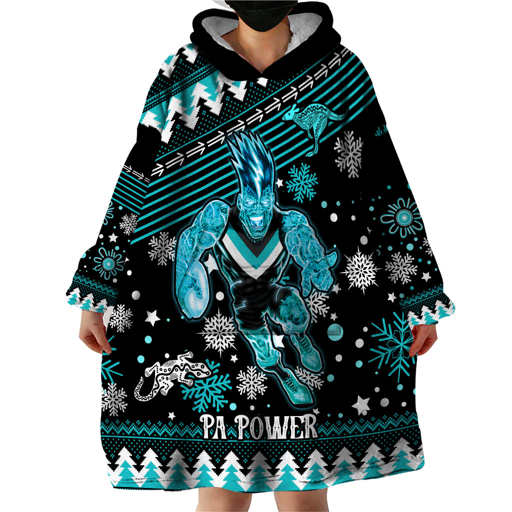 Custom Port Adelaide Power Football Wearable Blanket Hoodie Port Adelaide Power Football Christmas Vibe 2023 - Vibe Hoodie Shop