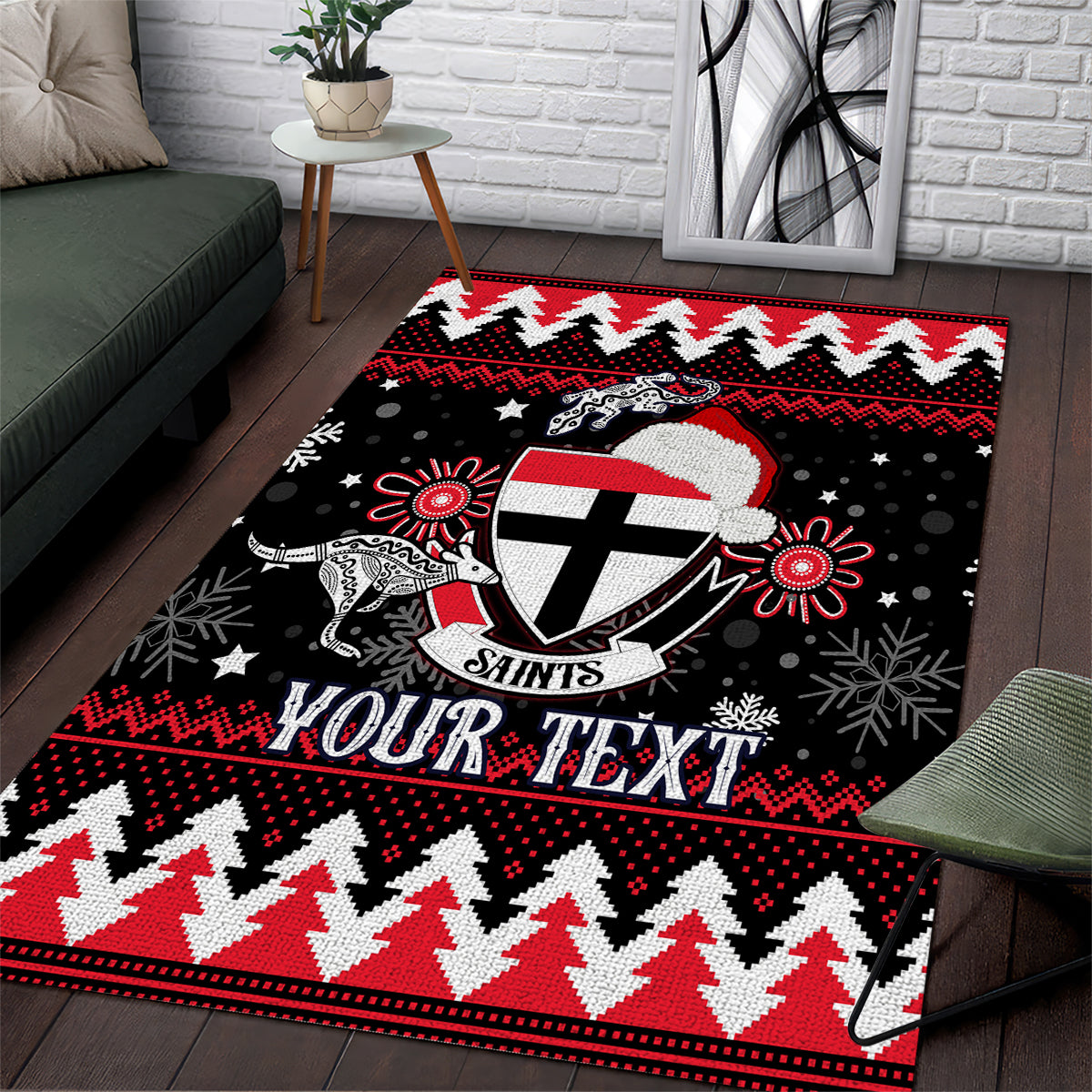 Custom St Kilda Saints Football Area Rug Christmas Vibe 2023 - Vibe Hoodie Shop