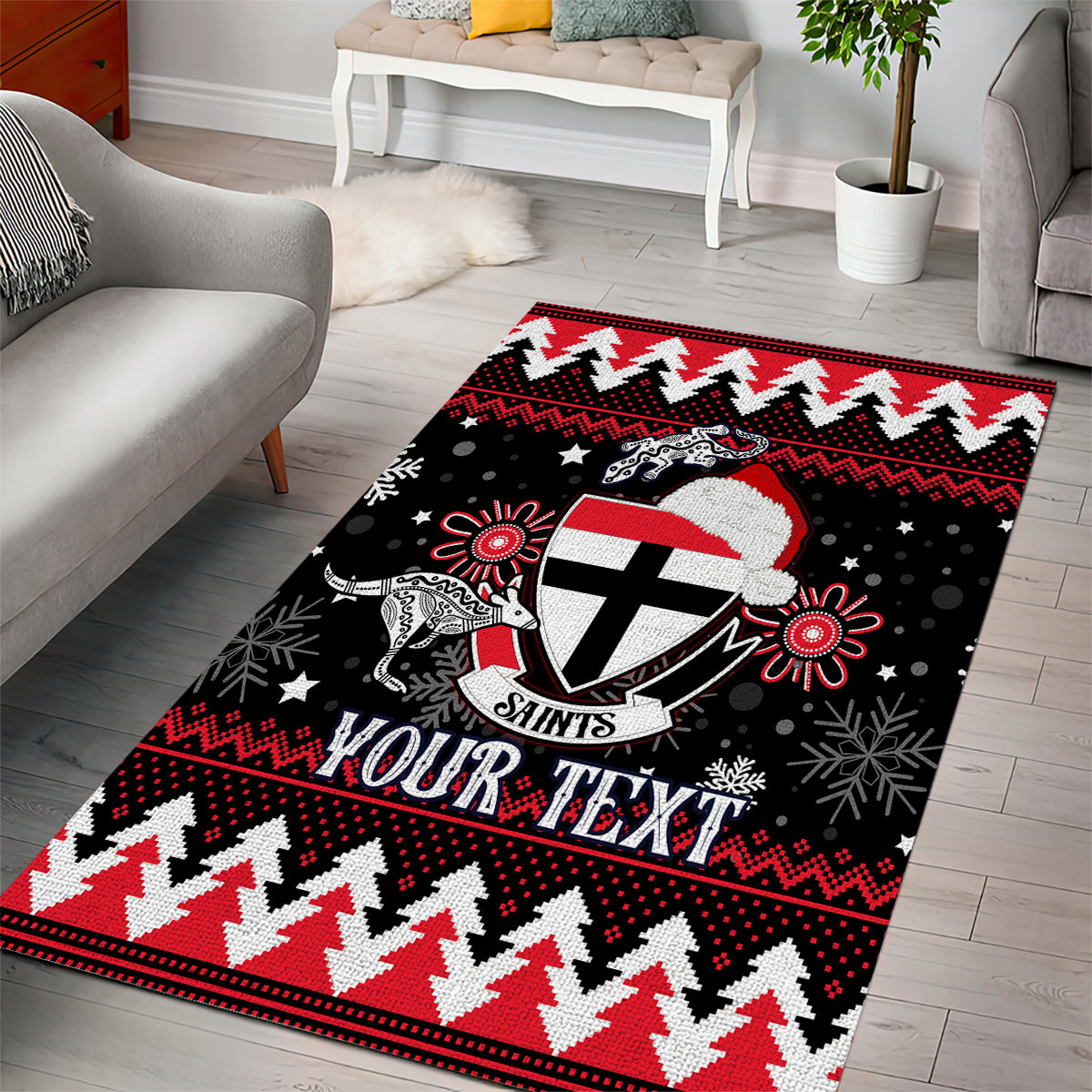 Custom St Kilda Saints Football Area Rug Christmas Vibe 2023 - Vibe Hoodie Shop