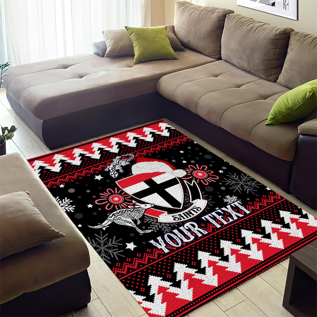 Custom St Kilda Saints Football Area Rug Christmas Vibe 2023 - Vibe Hoodie Shop