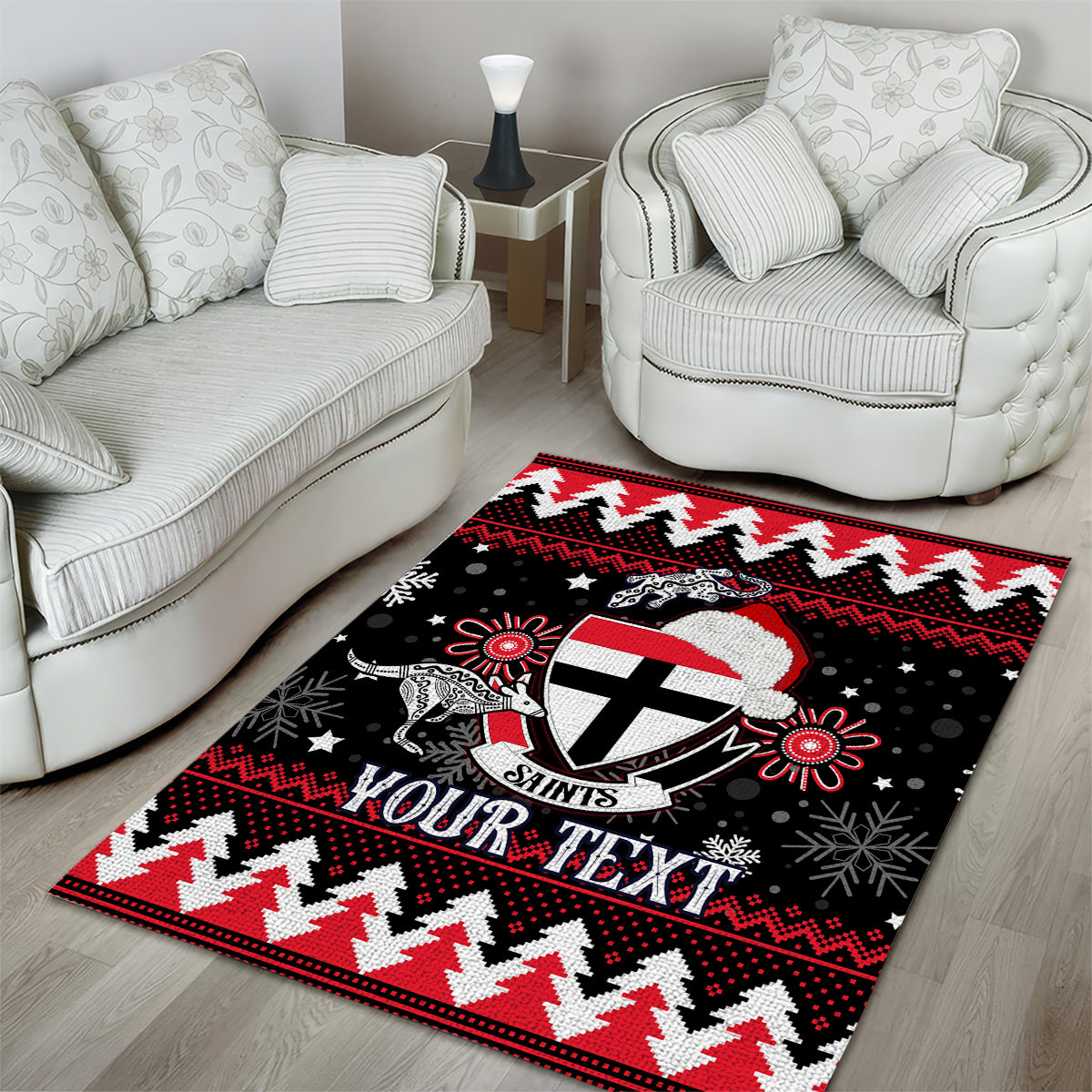 Custom St Kilda Saints Football Area Rug Christmas Vibe 2023 - Vibe Hoodie Shop