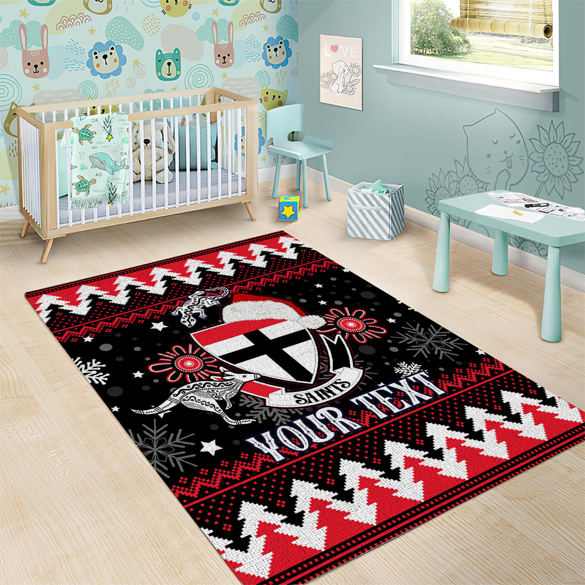 Custom St Kilda Saints Football Area Rug Christmas Vibe 2023 - Vibe Hoodie Shop