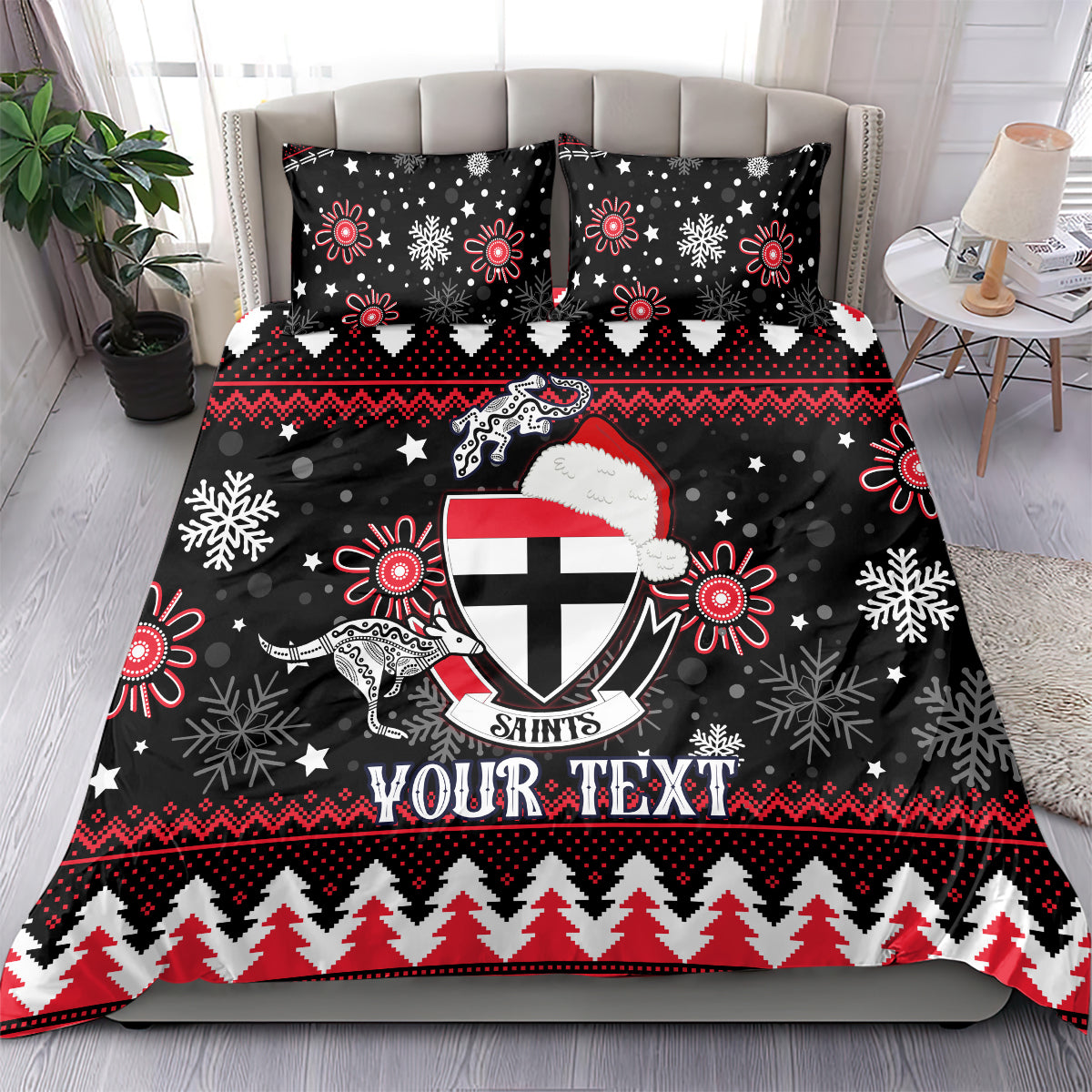 Custom St Kilda Saints Football Bedding Set Christmas Vibe 2023 - Vibe Hoodie Shop