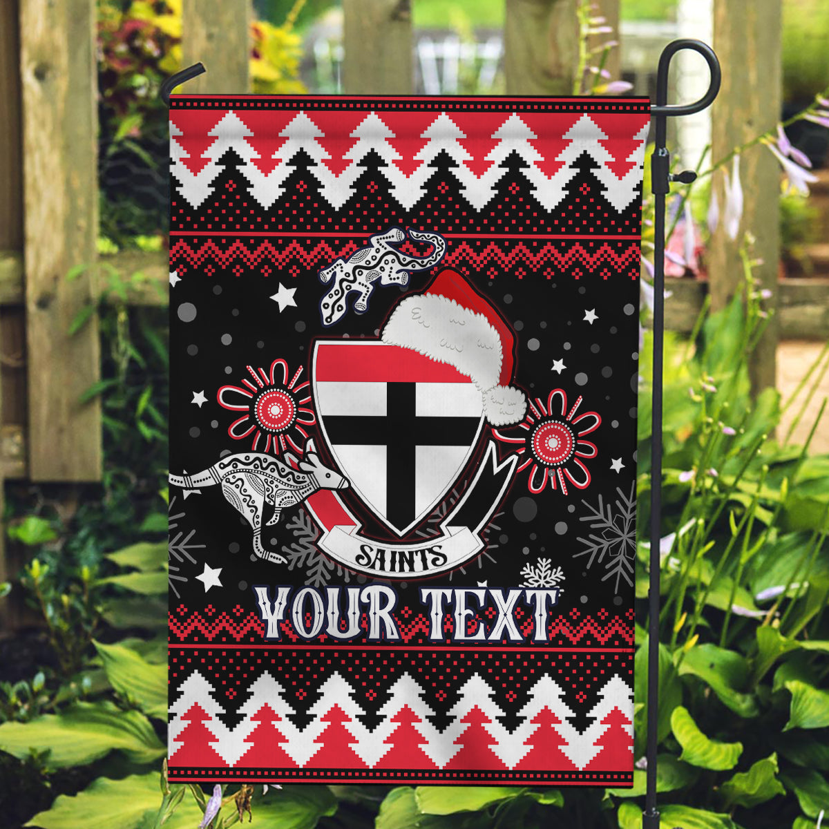 Custom St Kilda Saints Football Garden Flag Christmas Vibe 2023 - Vibe Hoodie Shop