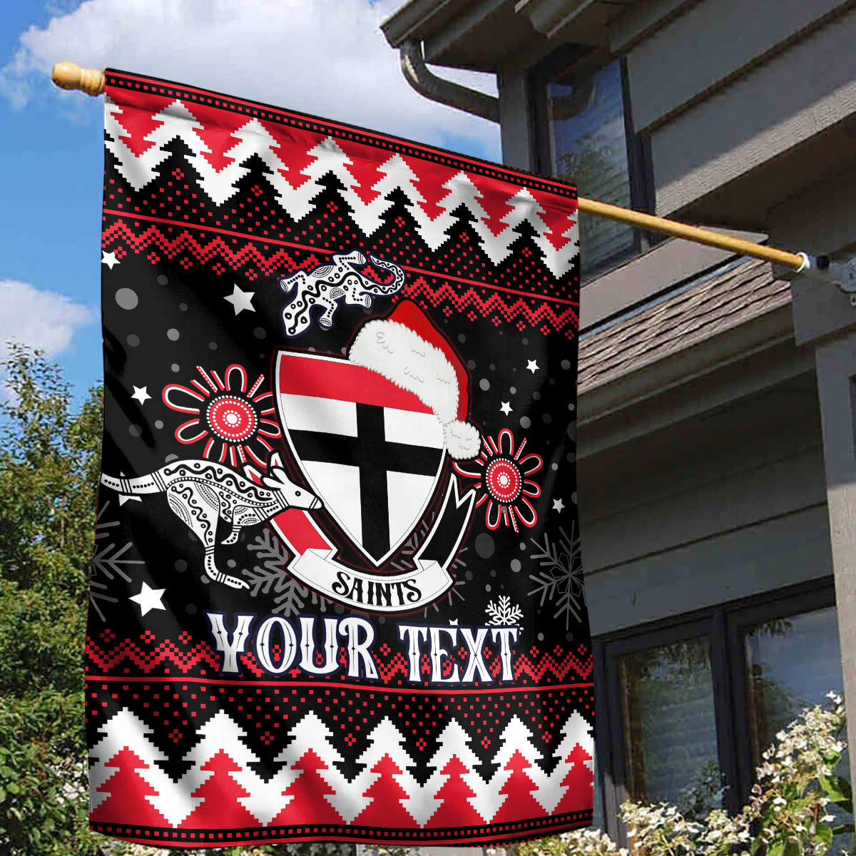 Custom St Kilda Saints Football Garden Flag Christmas Vibe 2023 - Vibe Hoodie Shop