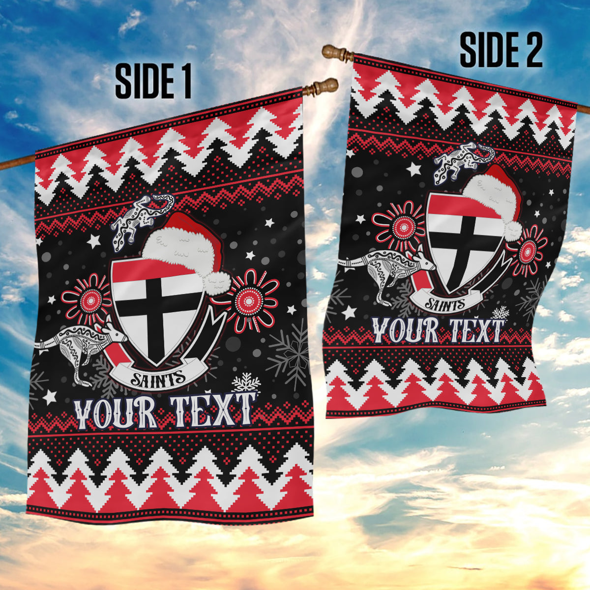 Custom St Kilda Saints Football Garden Flag Christmas Vibe 2023 - Vibe Hoodie Shop