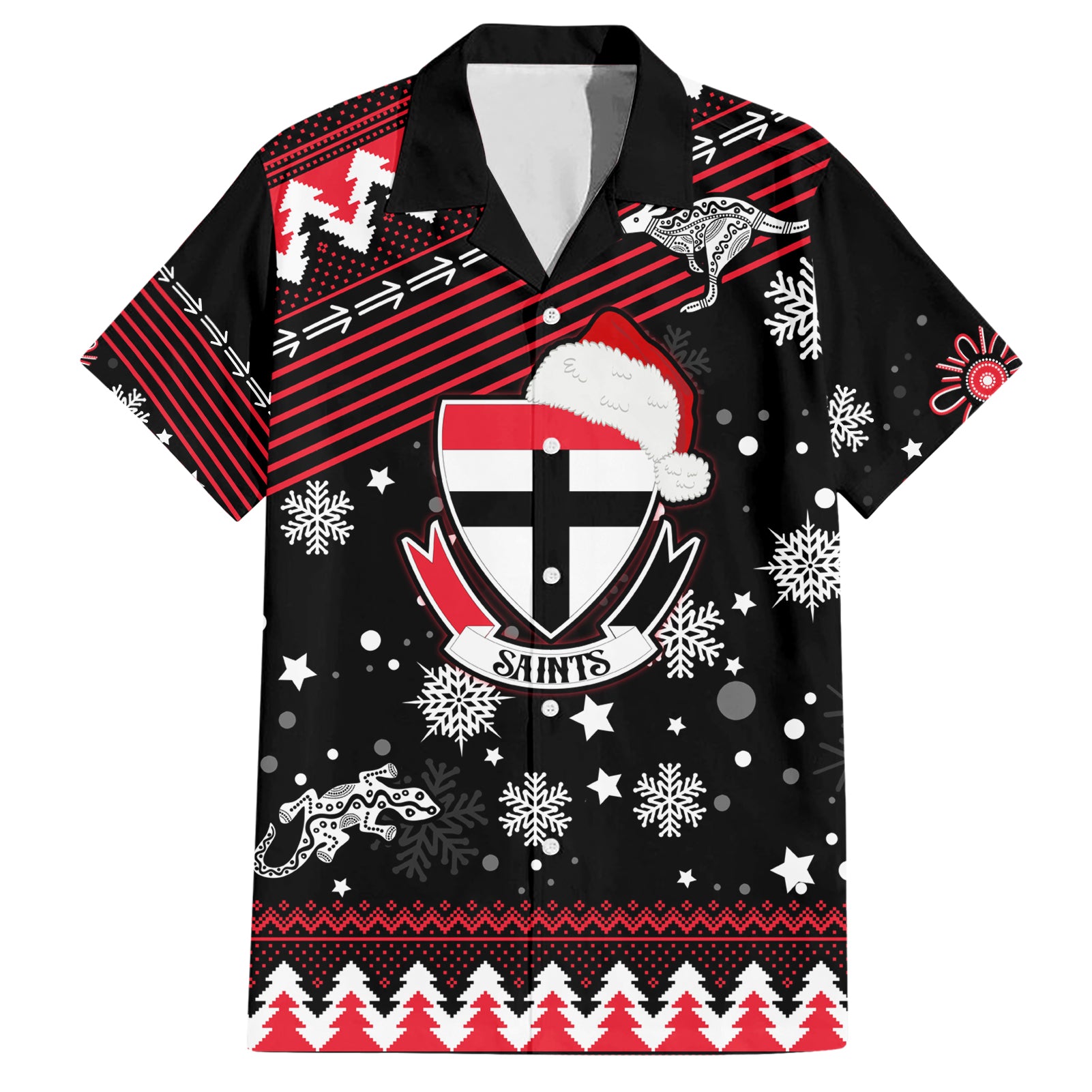 Custom St Kilda Saints Football Hawaiian Shirt Christmas Vibe 2023 - Vibe Hoodie Shop