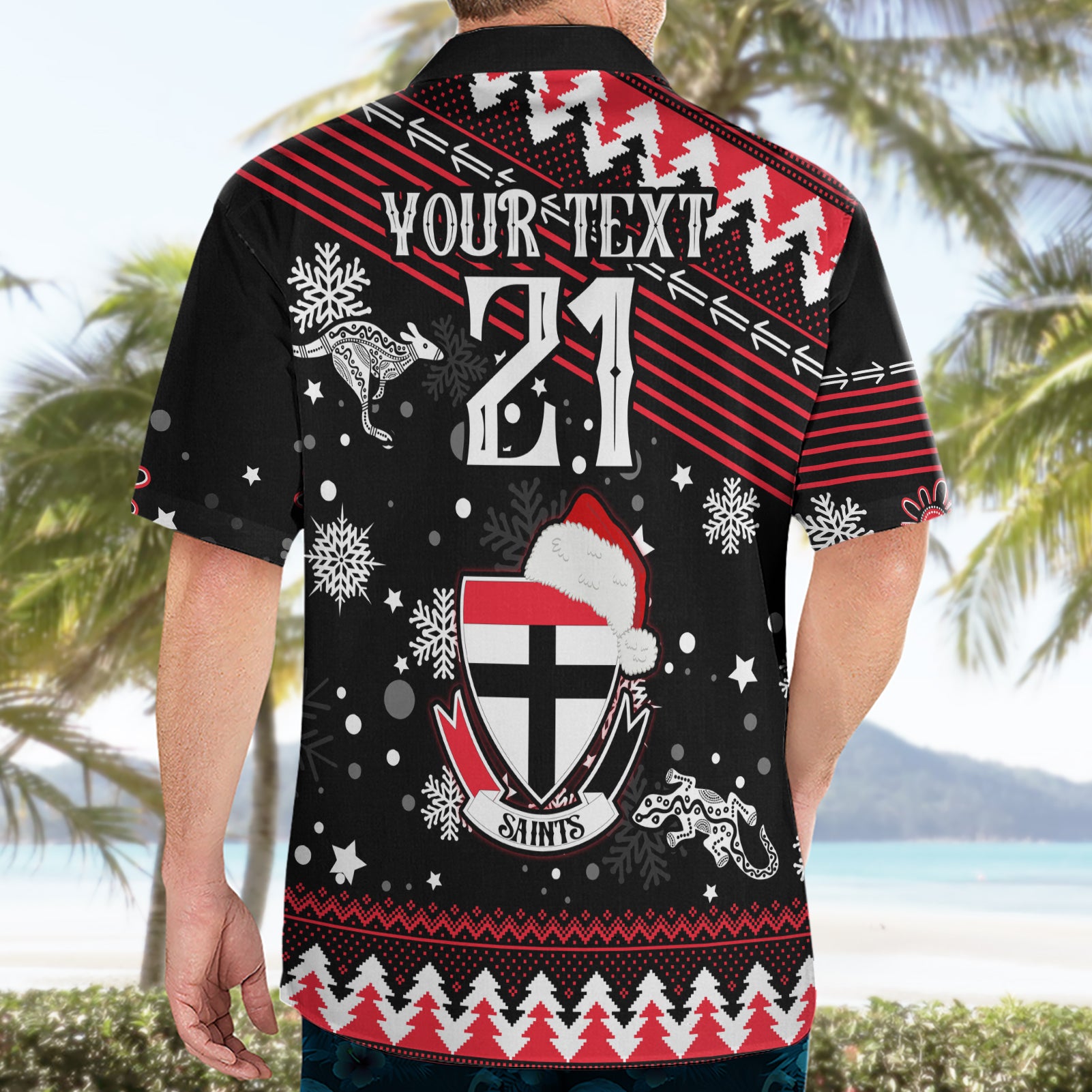 Custom St Kilda Saints Football Hawaiian Shirt Christmas Vibe 2023 - Vibe Hoodie Shop