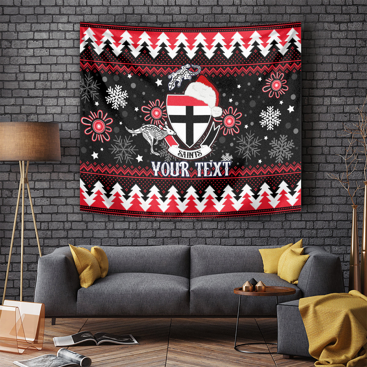 Custom St Kilda Saints Football Tapestry Christmas Vibe 2023 - Vibe Hoodie Shop