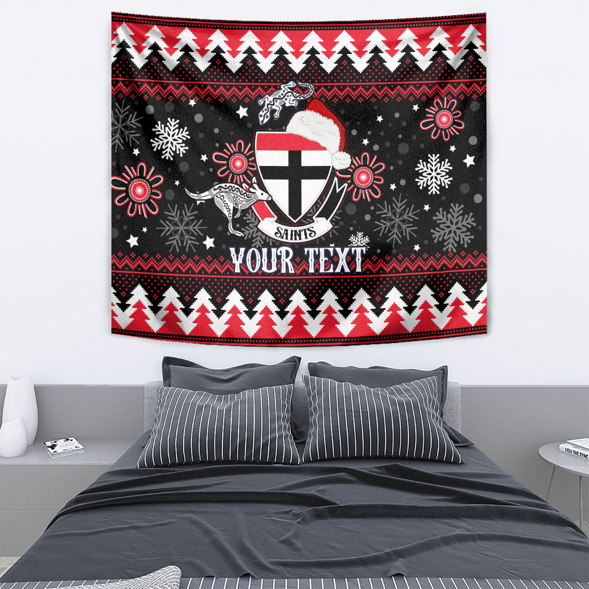 Custom St Kilda Saints Football Tapestry Christmas Vibe 2023 - Vibe Hoodie Shop