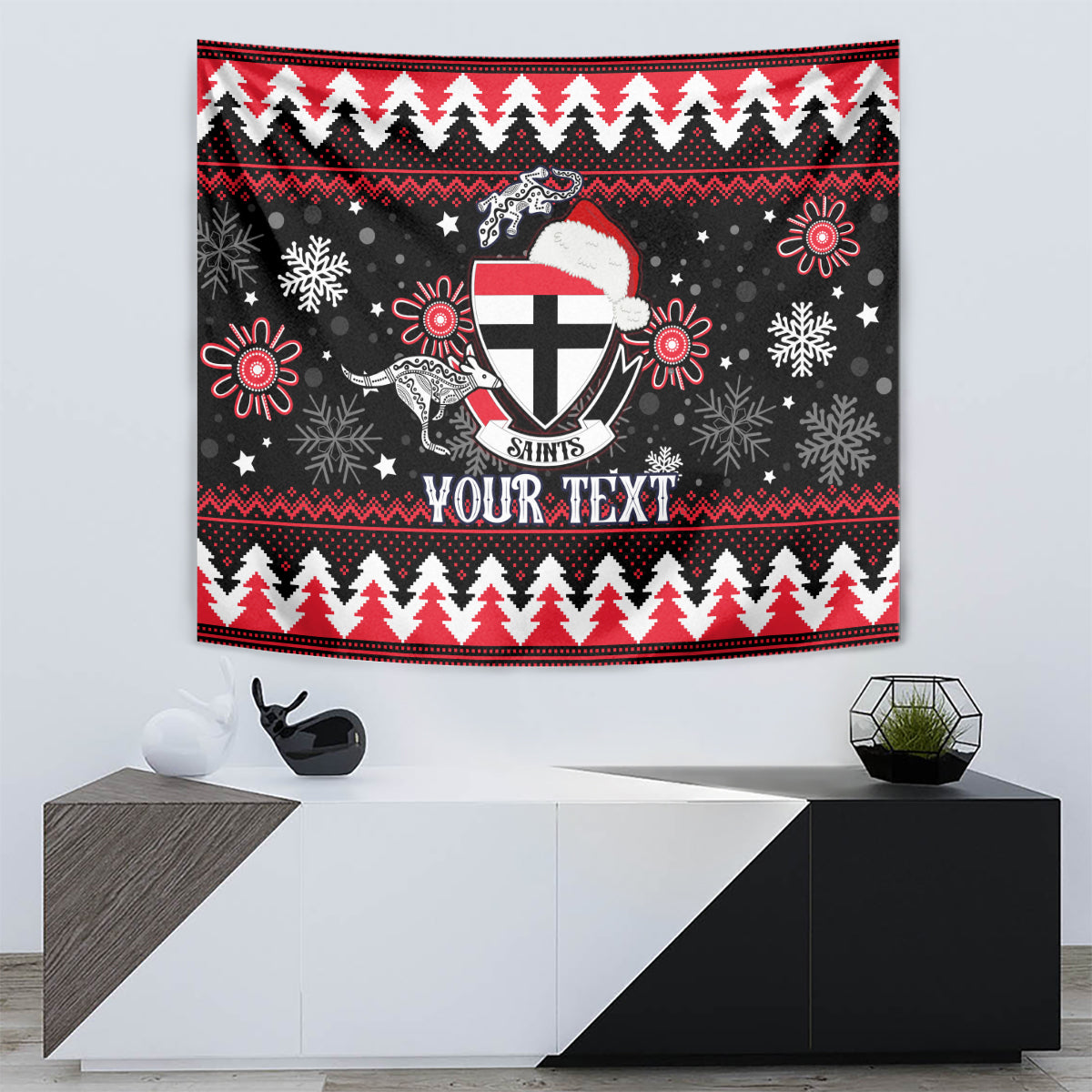 Custom St Kilda Saints Football Tapestry Christmas Vibe 2023 - Vibe Hoodie Shop