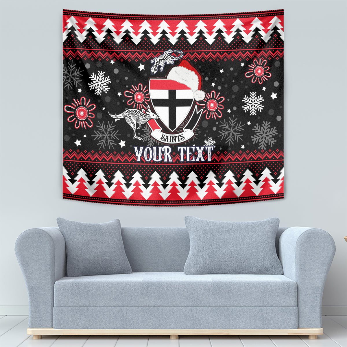 Custom St Kilda Saints Football Tapestry Christmas Vibe 2023 - Vibe Hoodie Shop