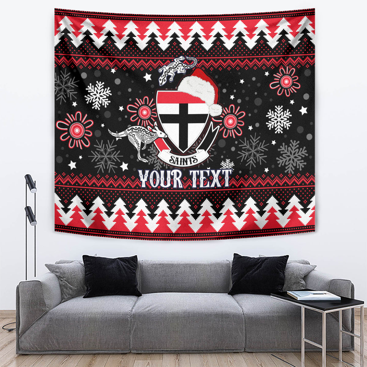 Custom St Kilda Saints Football Tapestry Christmas Vibe 2023 - Vibe Hoodie Shop