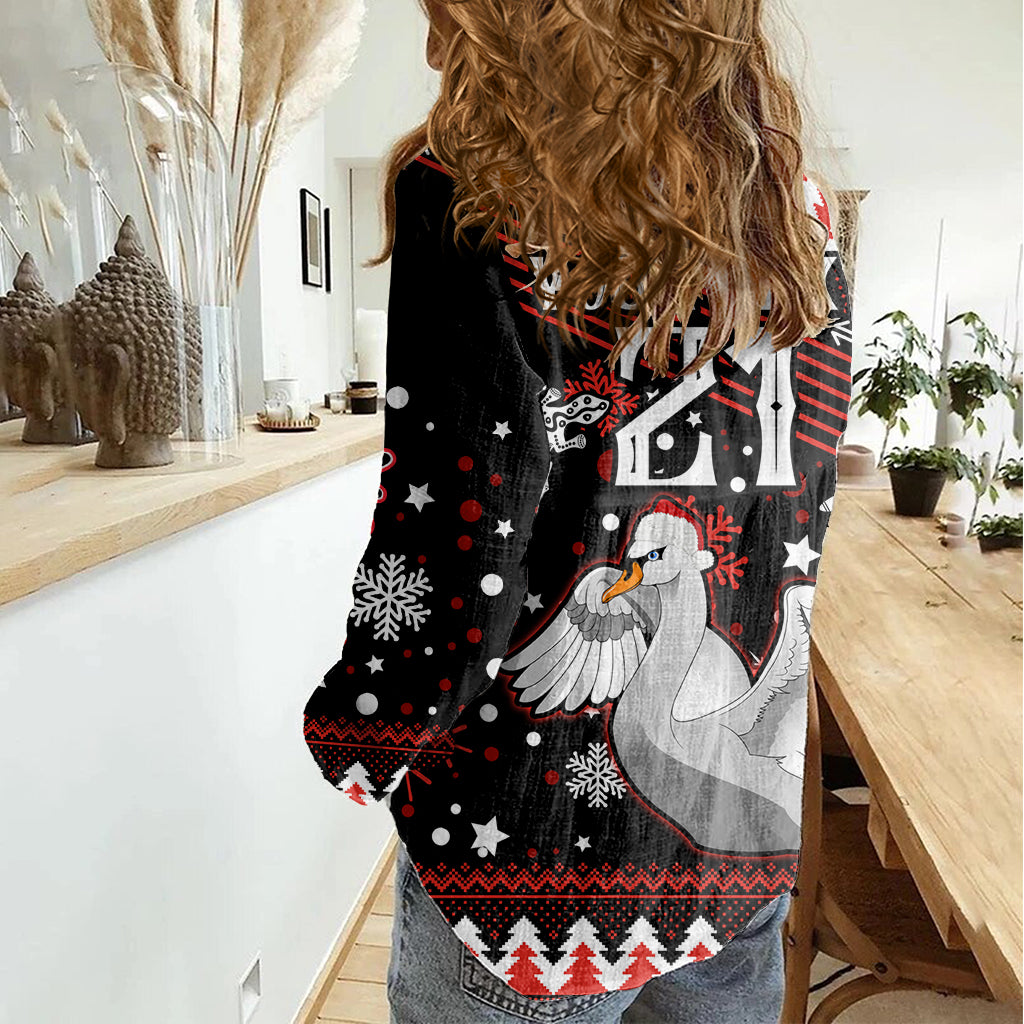 Custom Swans Football Women Casual Shirt Christmas Vibe 2023 - Vibe Hoodie Shop
