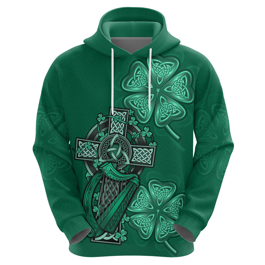 Irish Celtic Cross and Harp with Ireland Shamrock Personalized Hoodie LT9 - Vibe Hoodie Shop