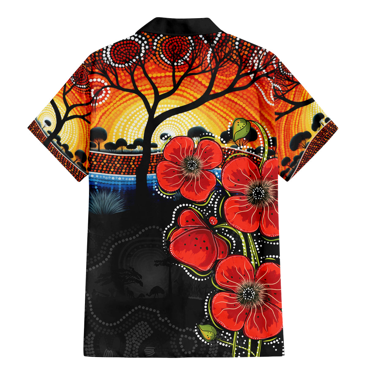 ANZAC Day Australia Poppy Flower Family Matching Mermaid Dress and Hawaiian Shirt Aboriginal Style