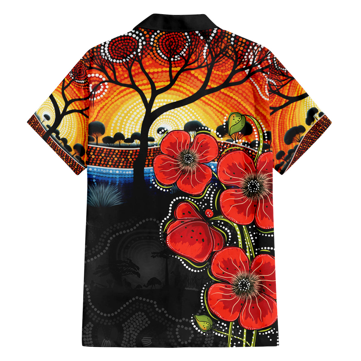 ANZAC Day Australia Poppy Flower Family Matching Tank Maxi Dress and Hawaiian Shirt Aboriginal Style