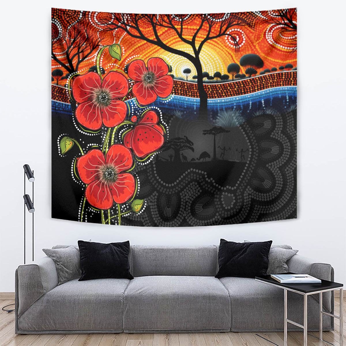 ANZAC Day Australia Poppy Flower Tapestry Aboriginal Style - Vibe Hoodie Shop