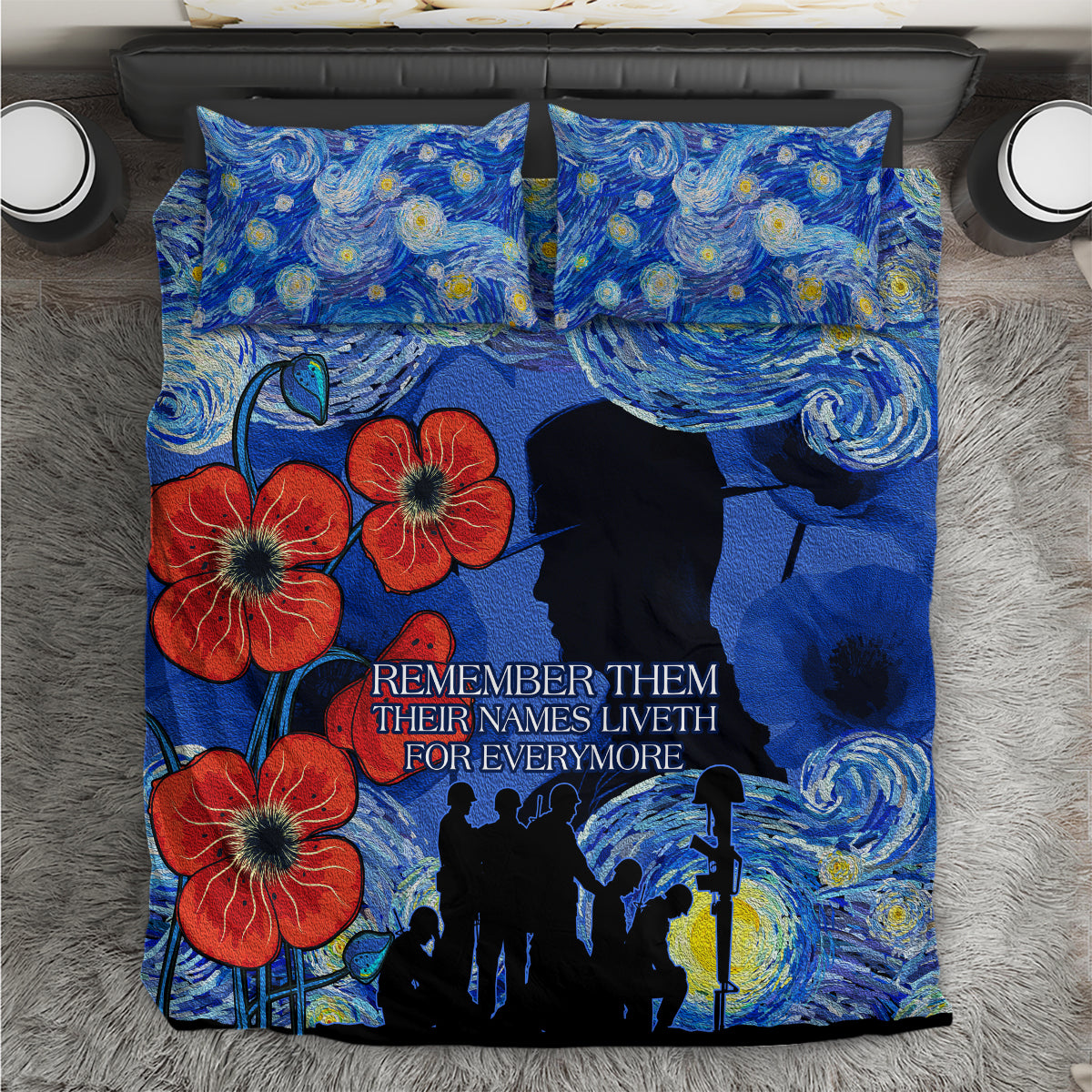 Remember Them ANZAC day Bedding Set Soldier In Starry Night Oil Paint Style - Vibe Hoodie Shop