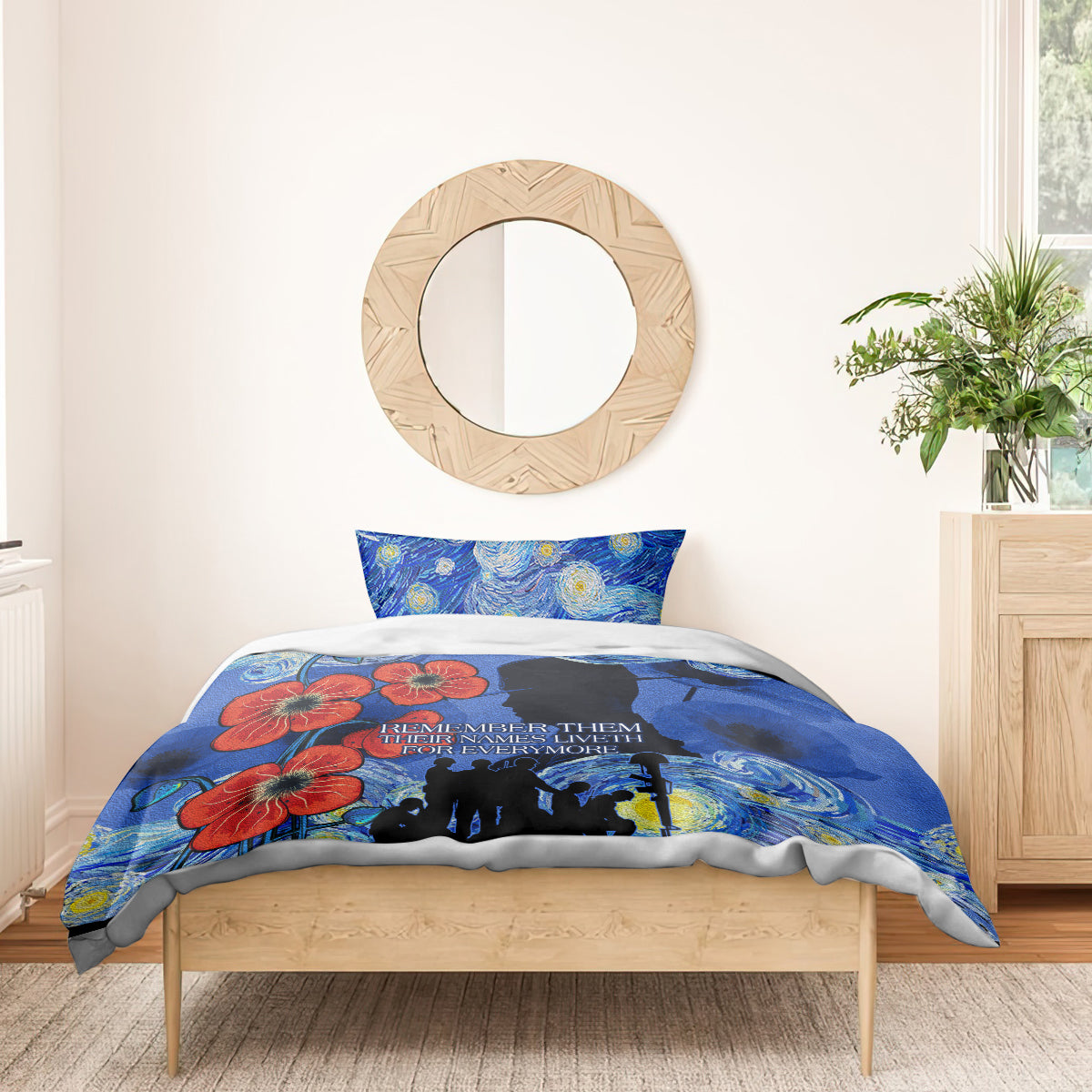 Remember Them ANZAC day Bedding Set Soldier In Starry Night Oil Paint Style - Vibe Hoodie Shop
