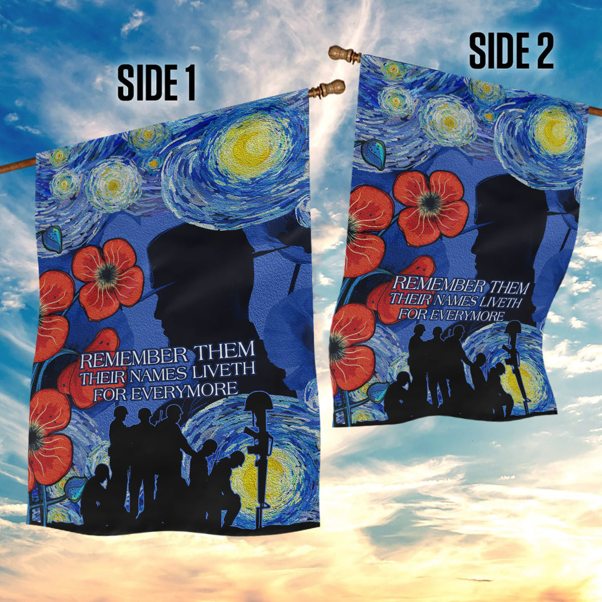 Remember Them ANZAC day Garden Flag Soldier In Starry Night Oil Paint Style - Vibe Hoodie Shop