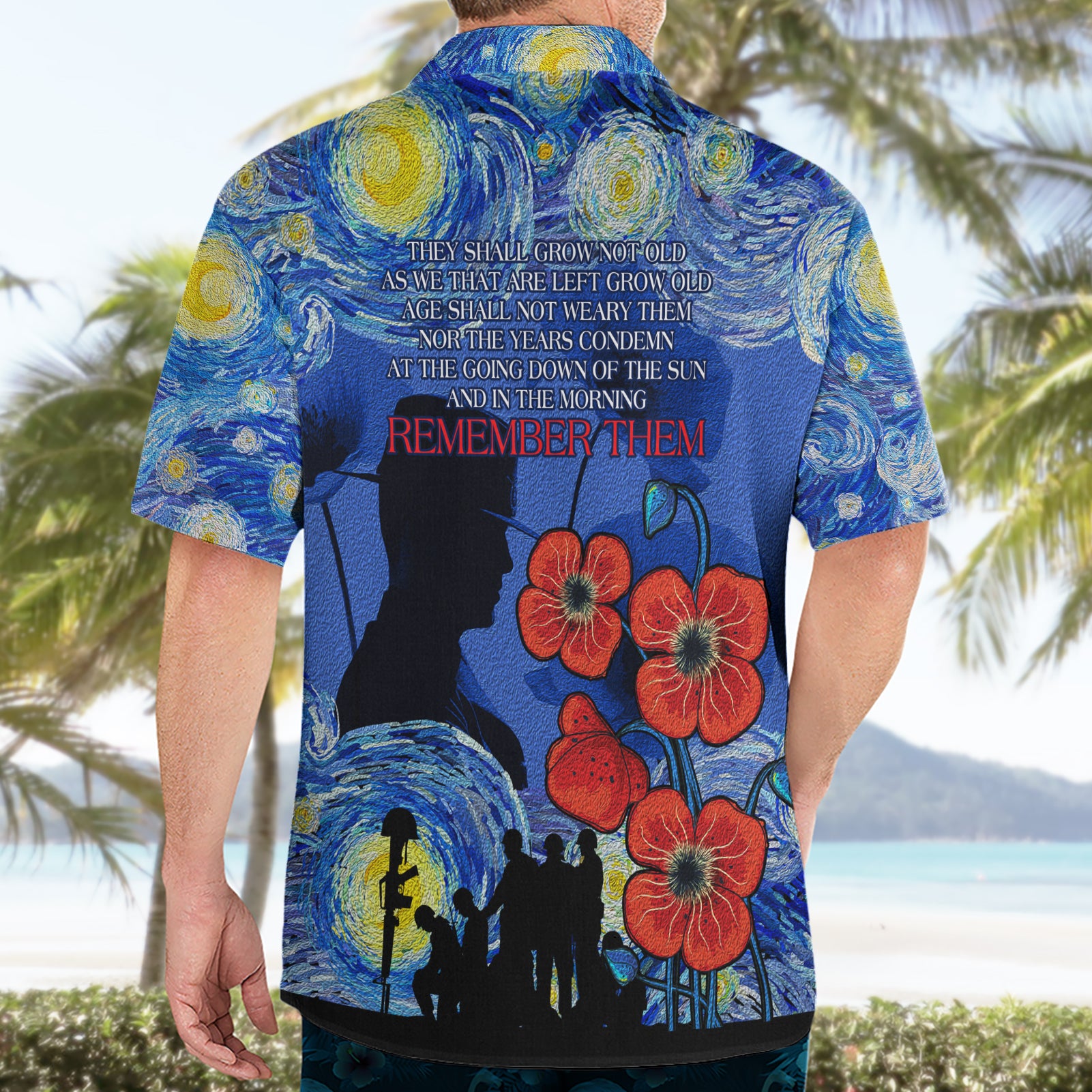 Remember Them ANZAC day Hawaiian Shirt Soldier In Starry Night Oil Paint Style - Vibe Hoodie Shop