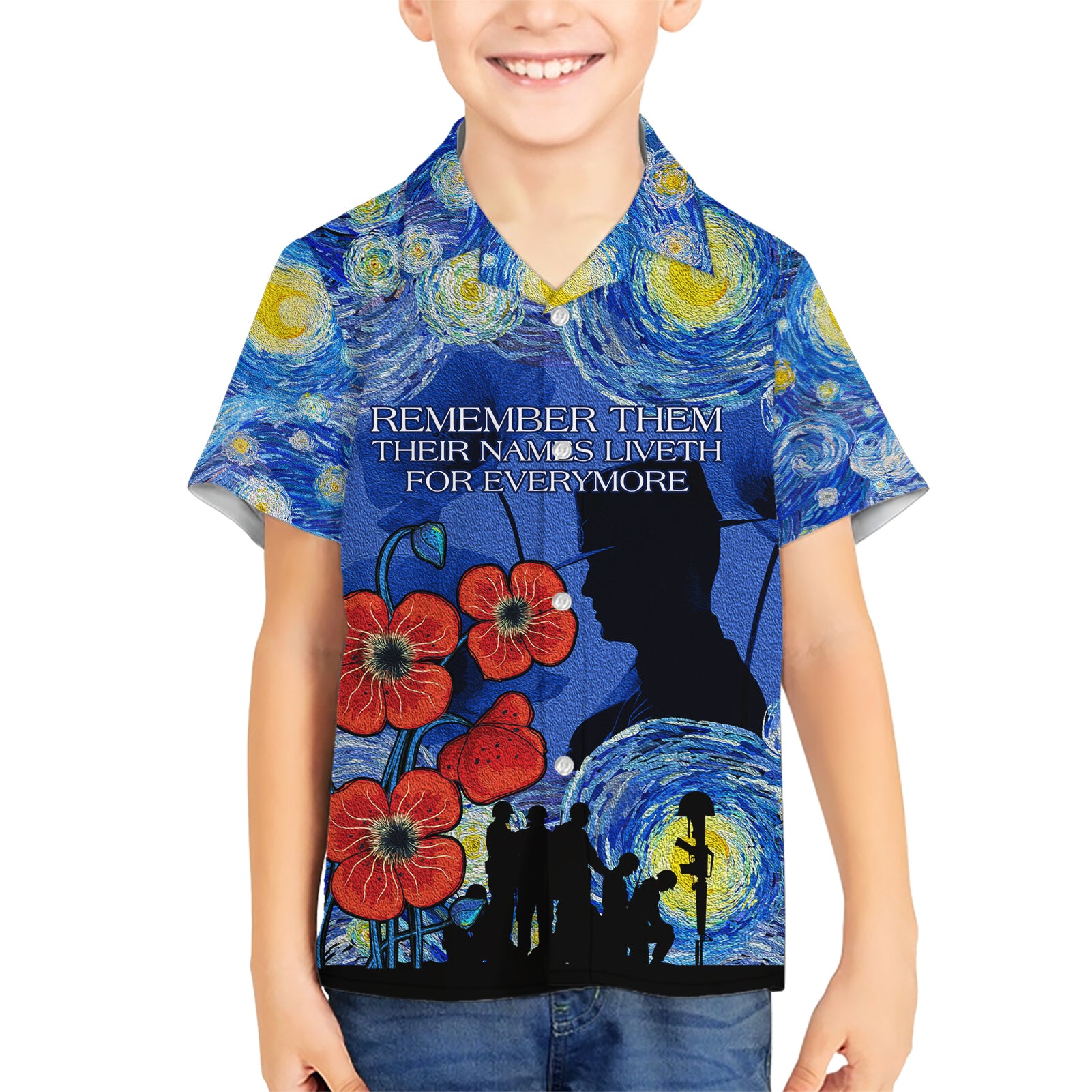 Remember Them ANZAC day Hawaiian Shirt Soldier In Starry Night Oil Paint Style - Vibe Hoodie Shop