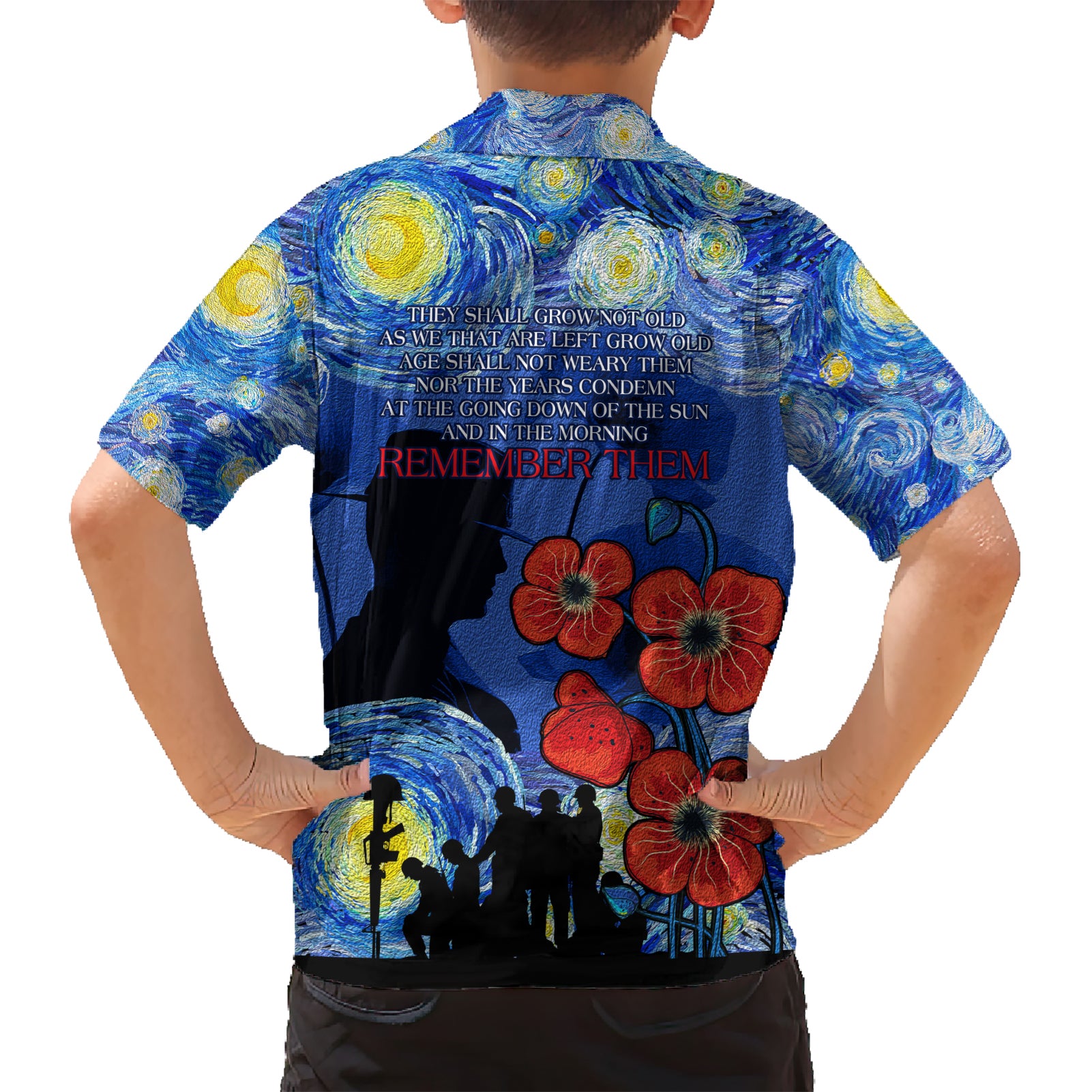 Remember Them ANZAC day Hawaiian Shirt Soldier In Starry Night Oil Paint Style - Vibe Hoodie Shop