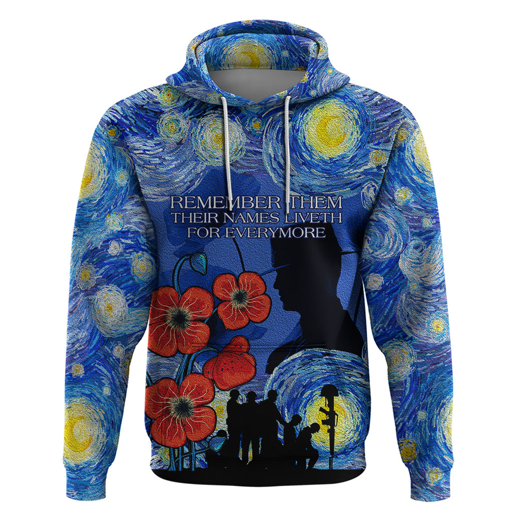 Remember Them ANZAC day Hoodie Soldier In Starry Night Oil Paint Style LT9 - Vibe Hoodie Shop