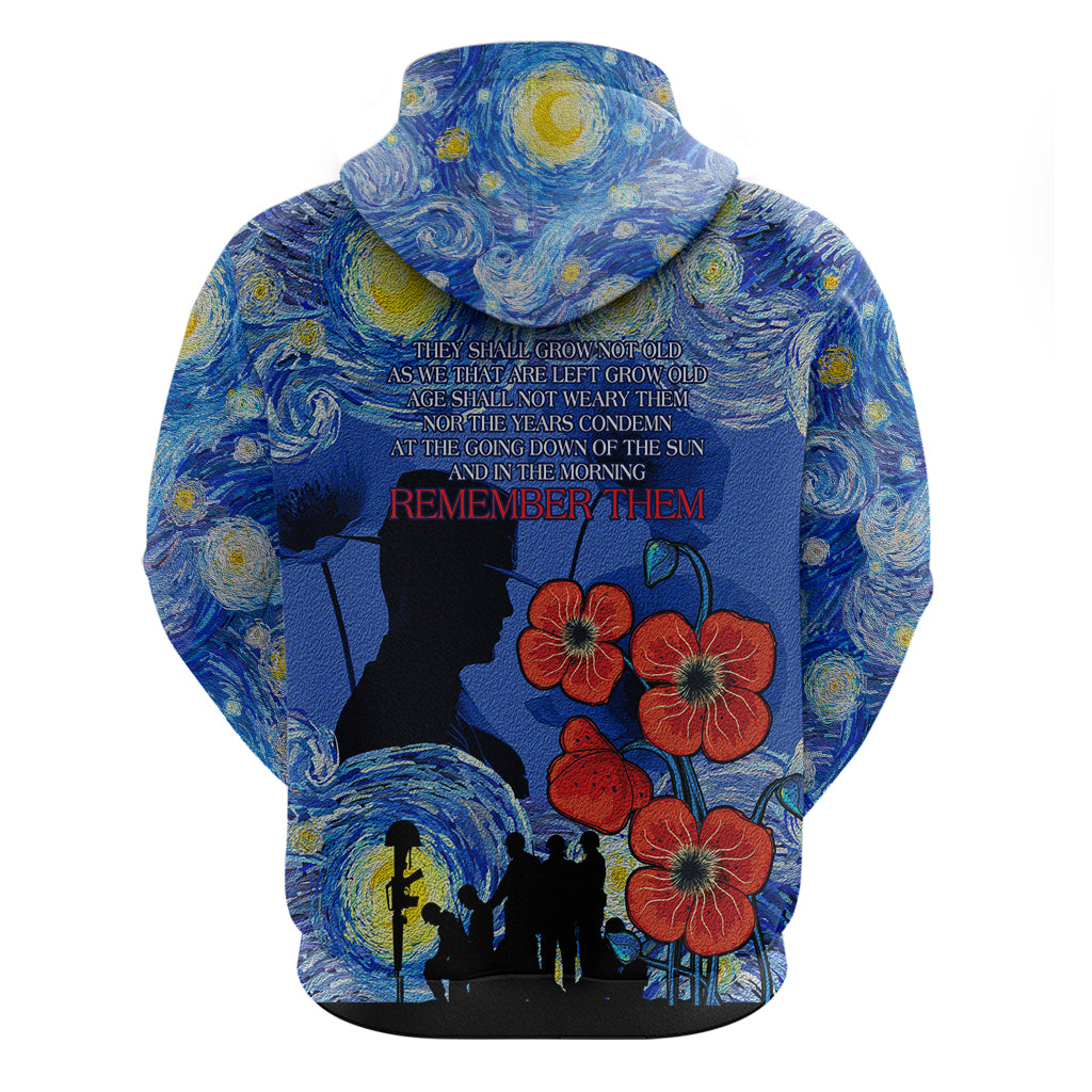 Remember Them ANZAC day Hoodie Soldier In Starry Night Oil Paint Style LT9 - Vibe Hoodie Shop