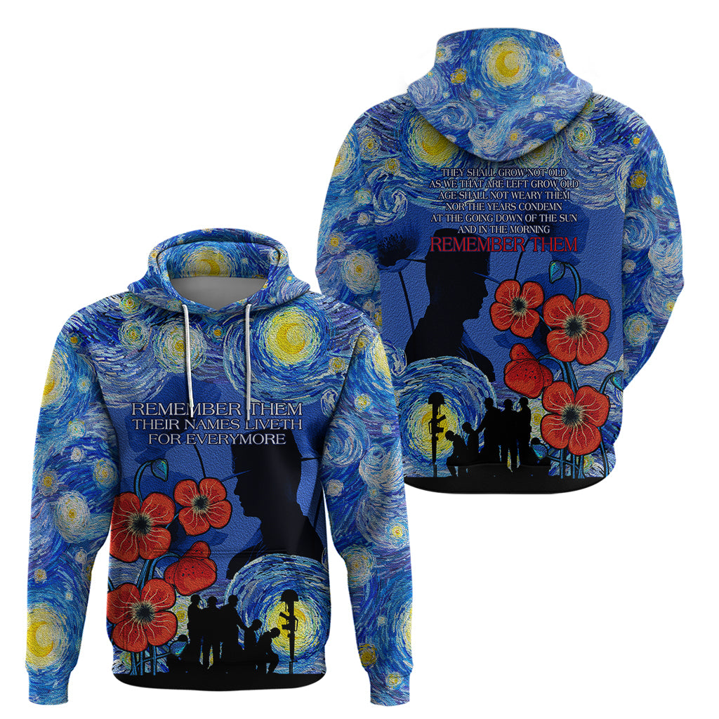 Remember Them ANZAC day Hoodie Soldier In Starry Night Oil Paint Style LT9 - Vibe Hoodie Shop