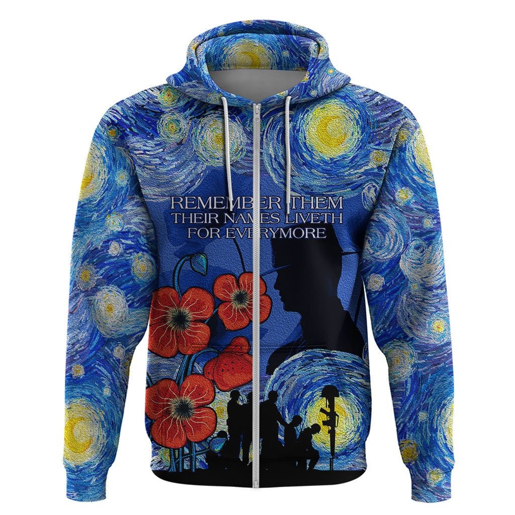 Remember Them ANZAC day Hoodie Soldier In Starry Night Oil Paint Style LT9 - Vibe Hoodie Shop
