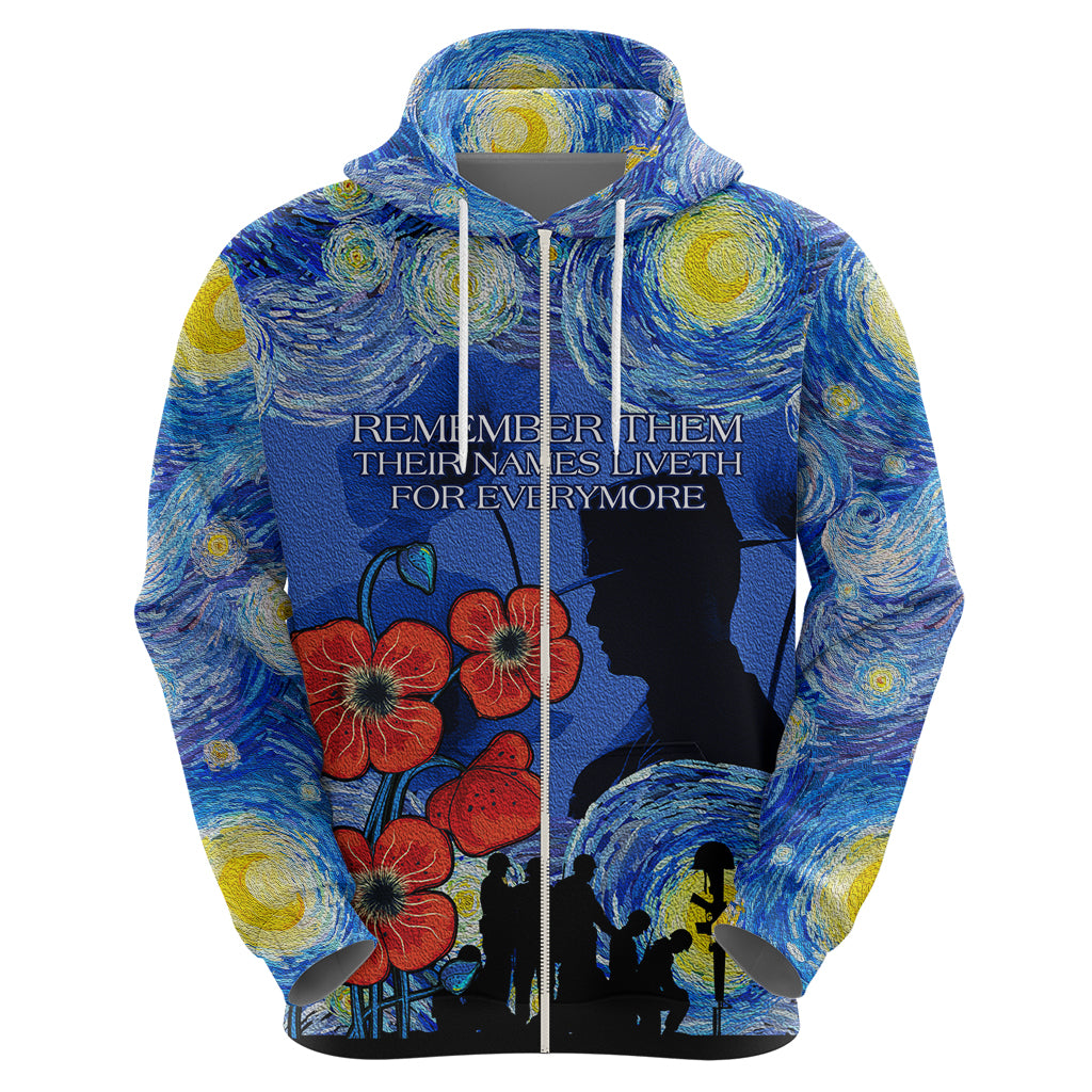 Remember Them ANZAC day Hoodie Soldier In Starry Night Oil Paint Style LT9 - Vibe Hoodie Shop