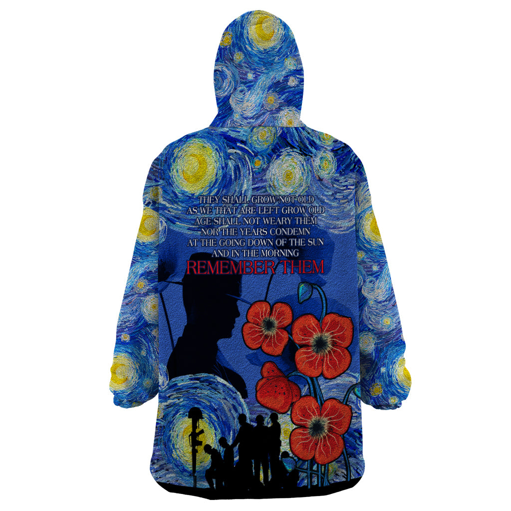 Remember Them ANZAC day Wearable Blanket Hoodie Soldier In Starry Night Oil Paint Style - Vibe Hoodie Shop