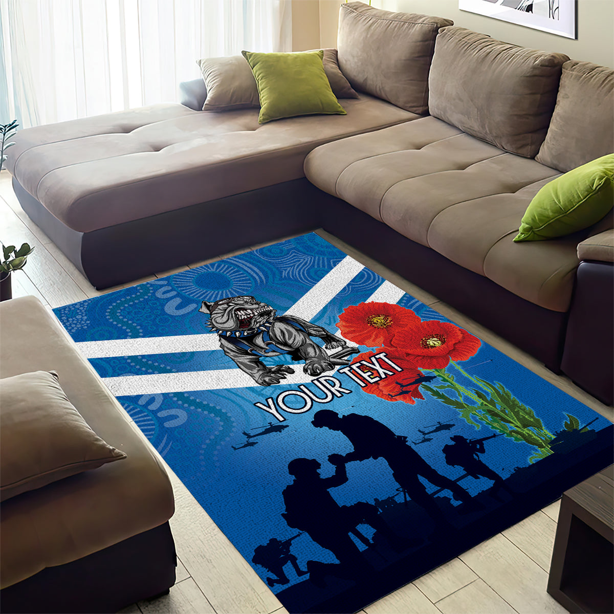 Custom Bulldogs Rugby ANZAC Area Rug The Military Soldiers with Aboriginal Style - Vibe Hoodie Shop